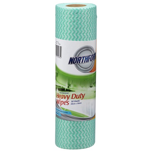 NORTHFORK HEAVY DUTY Antibacterial Perforated Wipe PK50